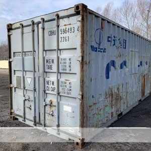20 Fuß x 8 Fuß x 8,5 Fuß Gebrachter Versandcontainer – Grau | Wind- & Wasserdicht – Leichte Gebrauchsspuren