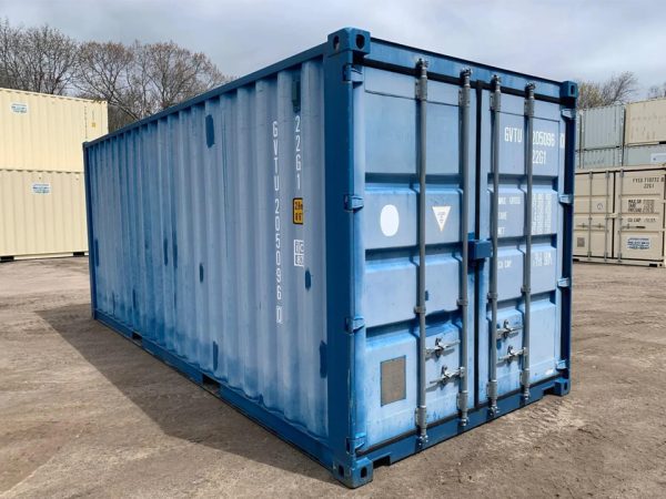 20 Fuß Seecontainer – Gebraucht – Wind- & wasserdicht – Blau – 8,5 Fuß hoch