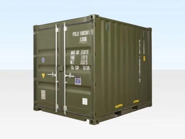 10 Fuß x 8 Fuß Versandcontainer – Grün – Neu oder gebraucht – Wind- & wasserdicht