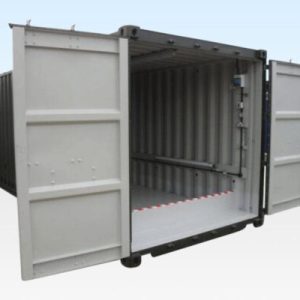 20 Fuß Container mit erhöhter Auffangwanne – Gefahrstoff-Lagercontainer – Neu (One Trip)