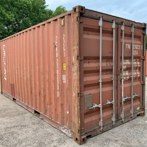 20 Fuß Seecontainer – Gebraucht – Wind- und wasserdicht – Ziegelrot – 8,5 Fuß hoch – Lagercontainer