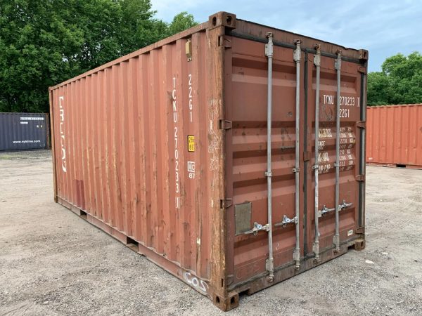 20 Fuß Seecontainer – Gebraucht – Wind- und wasserdicht – Ziegelrot – 8,5 Fuß hoch – Lagercontainer
