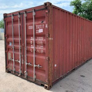 20 Fuß Seecontainer – Gebraucht – Wind- und wasserdicht – Ziegelrot – 8,5 Fuß hoch – Lager-/Transportcontainer