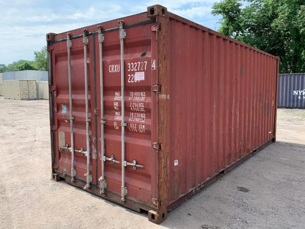 20 Fuß Seecontainer – Gebraucht – Wind- und wasserdicht – Ziegelrot – 8,5 Fuß hoch – Lager-/Transportcontainer
