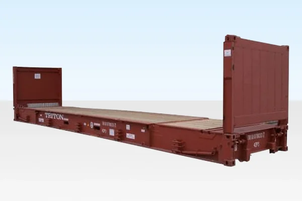 40 Fuß x 8 Fuß gebrauchter Flat-Rack-Container – ohne Seitenwände